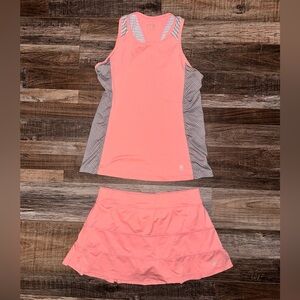 Sofibella Pink and Gray Athletic Tank and Skirt Set